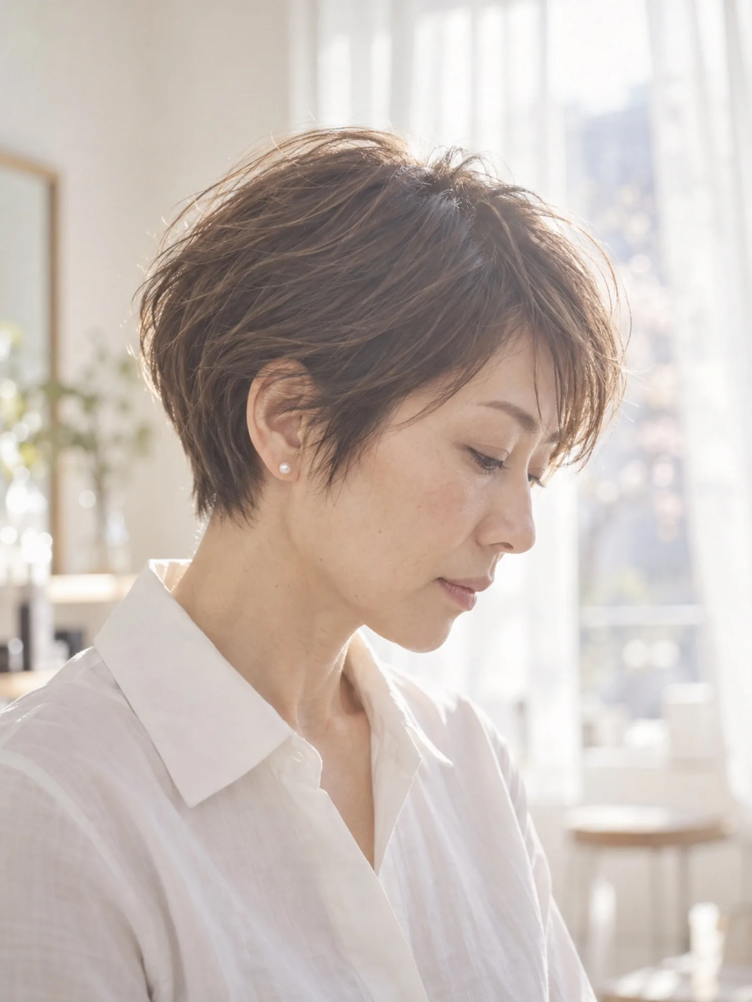 えりあしを軽くした、柔らかい質感のショート（写真は見本）